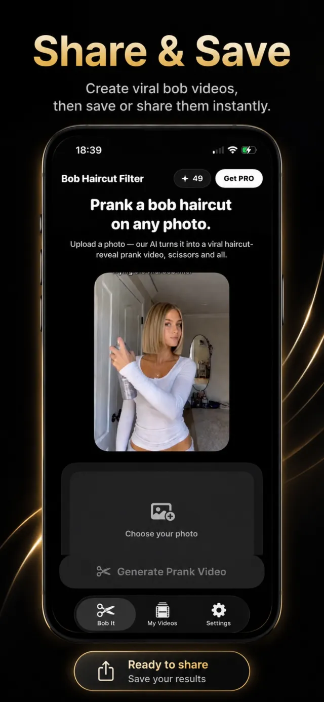 Bob Haircut Filter home screen